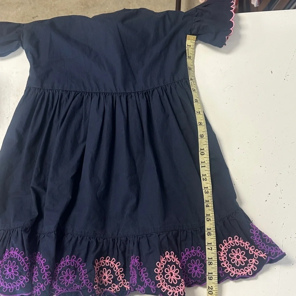 Crewcuts Scalloped Embroidered Navy Dress 8